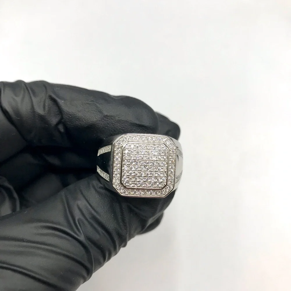925 Sterling Silver 2.00CTW MOISSANITE Square Men’s Ring Size 9,10 or 11
